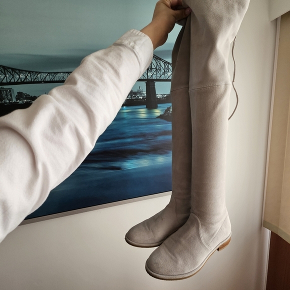 Stuart Weitzman Light Grey Suede Boots - Picture 7 of 15